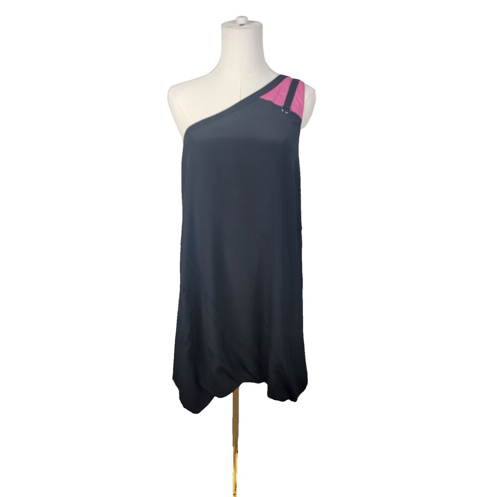 Black 100% silk Alexander McQueen Target  One Shoulder Pink Bubble Dress 2009
